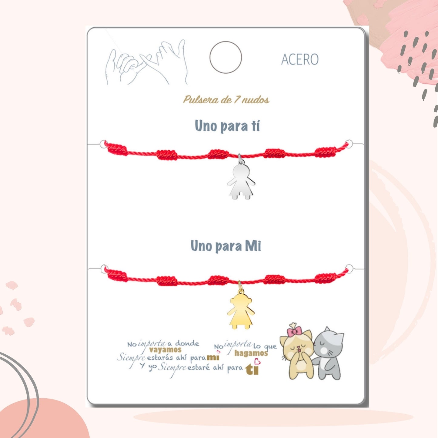 2 pulseras 7 nudos 💕 Una para ti, una para mí. Regalo con significado para Amor, Pareja, Amistad, Familia. Además