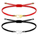 Pulsera de Hilo con Dos Corazones en Acero Inoxidable – vista principal del diseño hilo con dos corazones