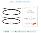 Pulsera de Hilo con Corazón e Infinito en Acero Inoxidable en acabado plateado – vista principal