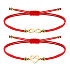 Pulsera de Hilo con Corazón e Infinito en Acero Inoxidable en acabado dorado – vista principal