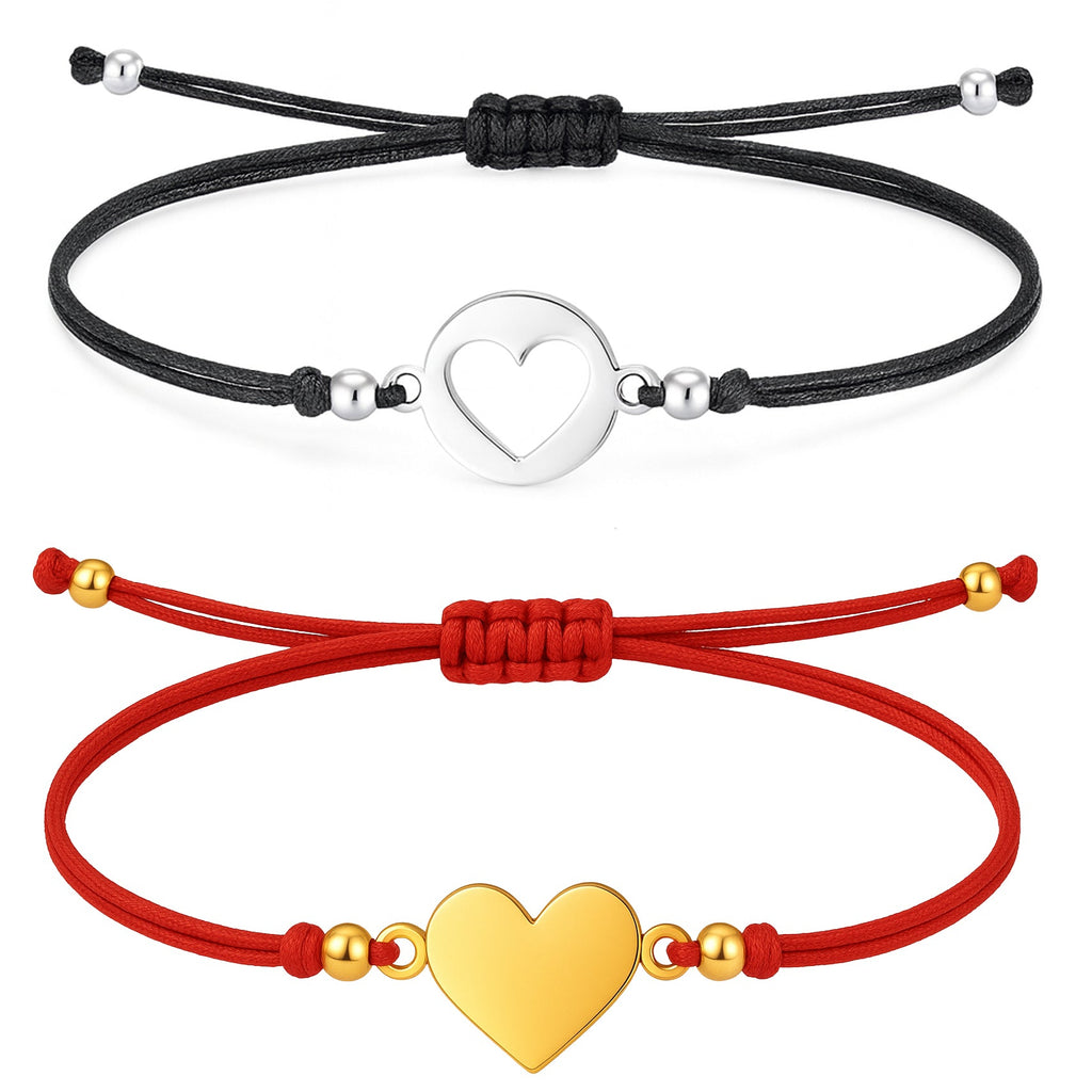Pulsera de Hilo con Corazón en Acero Inoxidable – vista principal del diseño hilo con corazón