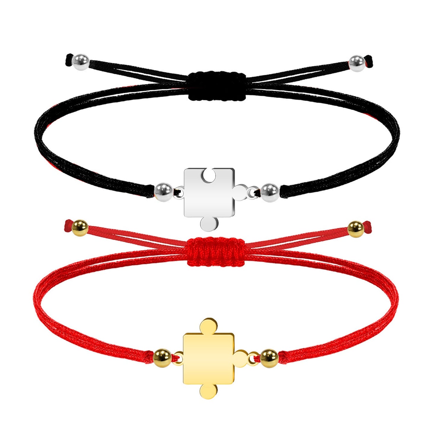 Pulsera de Hilo Encerado con Piezas de Rompecabezas en Acero Inoxidable – vista principal
