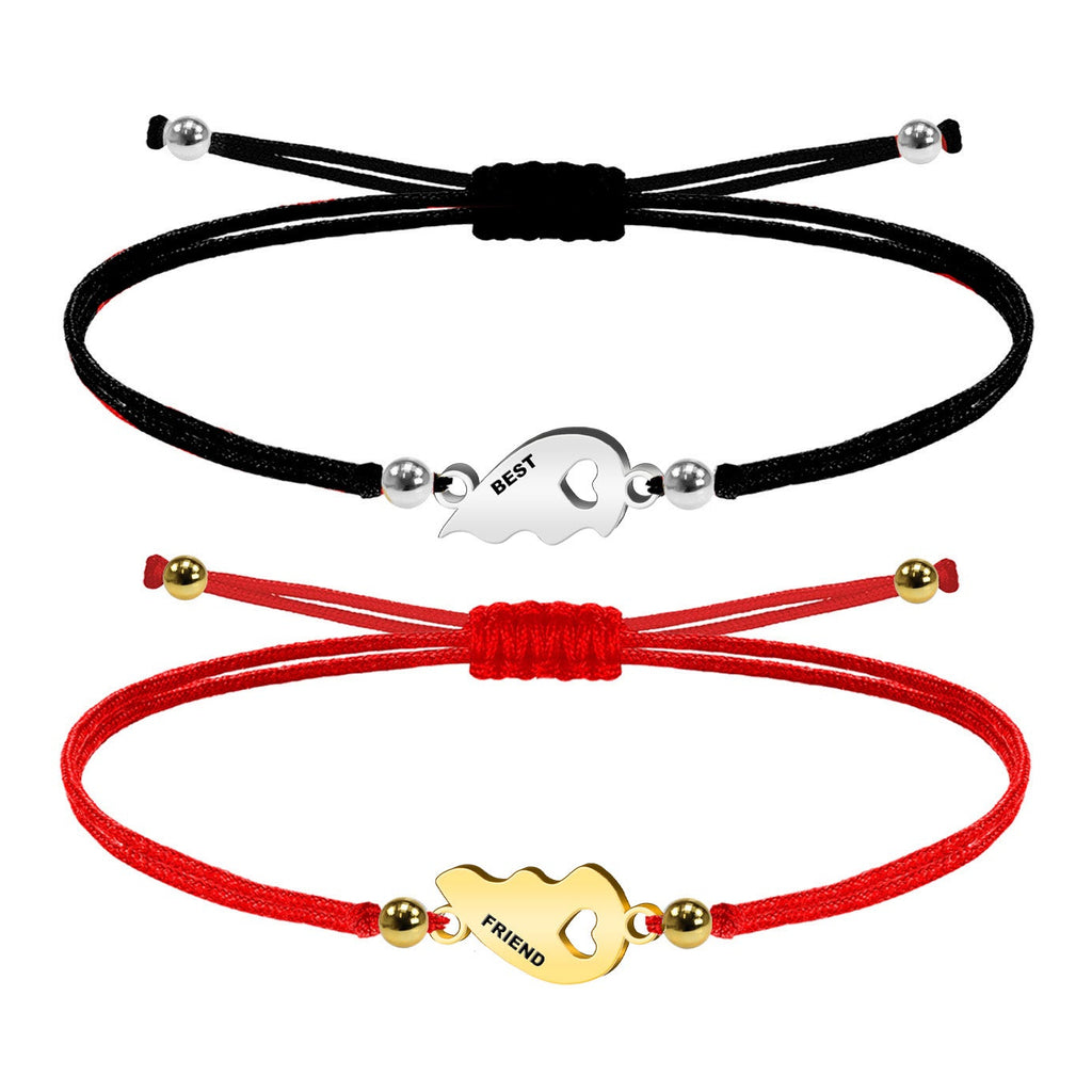 Pulsera de Hilo con Medio Corazón en Acero Inoxidable – vista principal del diseño hilo con medio corazón