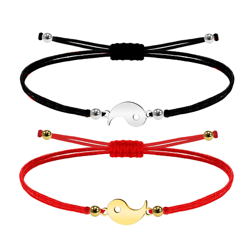 Pulsera de Hilo Encerado con Yin Yang en Acero Inoxidable – vista principal del diseño hilo encerado con yin yang