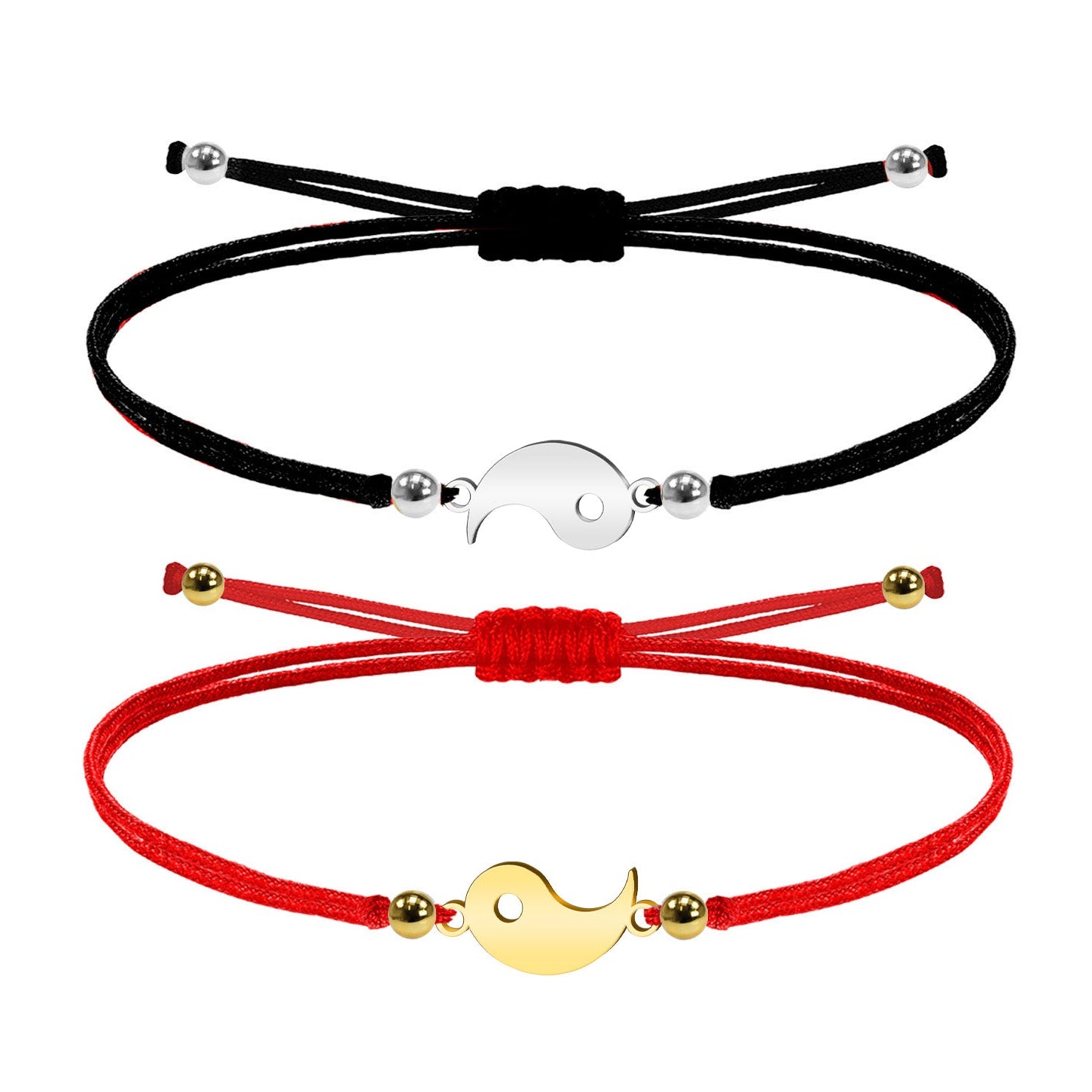 Pulsera de Hilo Encerado con Yin Yang en Acero Inoxidable – vista principal del diseño hilo encerado con yin yang