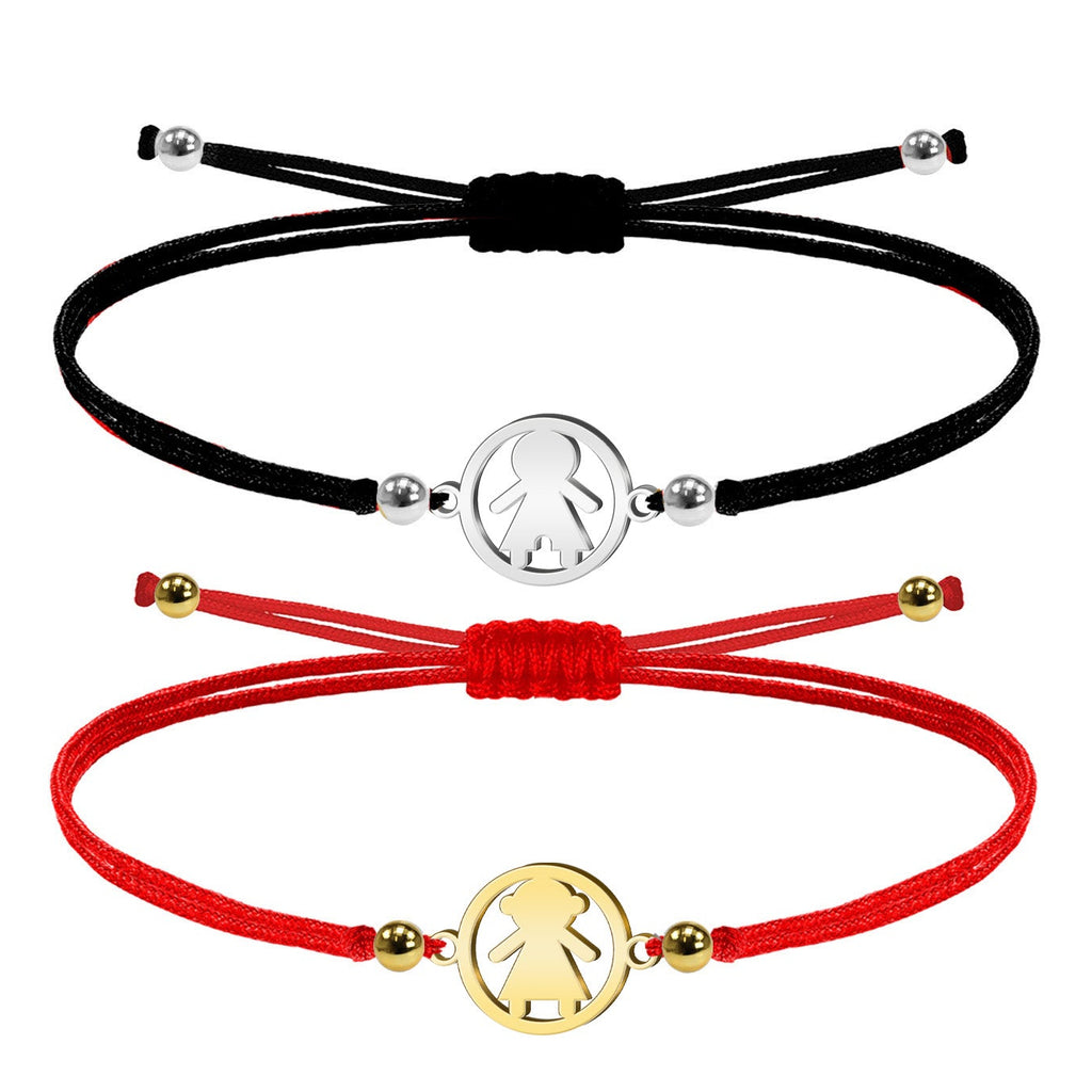 Pulsera de Hilo con Símbolos Masculino y Femenino en Acero Inoxidable – vista principal