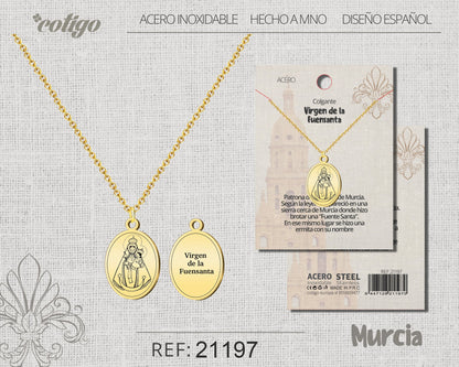 Colgante Virgen de la Fuensanta Acero Dorado