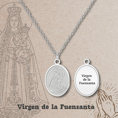 Collar Virgen de España Acero inoxidable, colgante Virgen del Pilar, Virgen de Rocío,Virgen de Covadonga