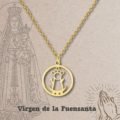 Collar Virgen de España Acero inoxidable, colgante Virgen del Pilar, Virgen de Rocío,Virgen de Covadonga