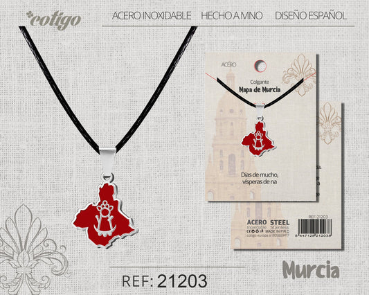 Colgante Mapa Murcia Acero Plateado