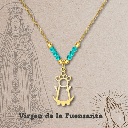 Collar Virgen de España Acero inoxidable, colgante Virgen del Pilar, Virgen de Rocío,Virgen de Covadonga