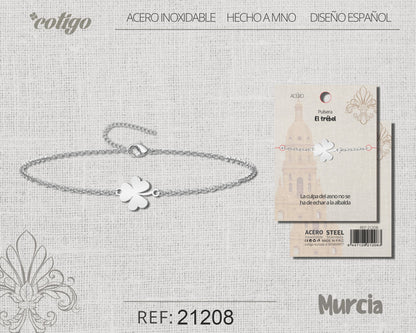 Pulsera Trébol de tres Hoja Acero plateado
