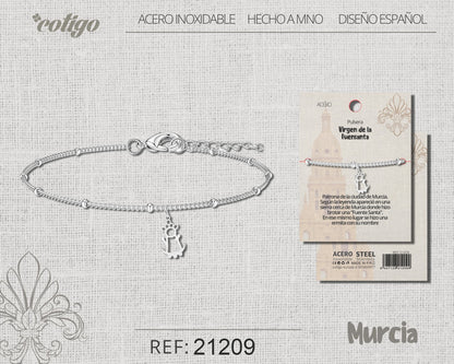 Pulsera Virgen de la Fuensanta Acero plateado