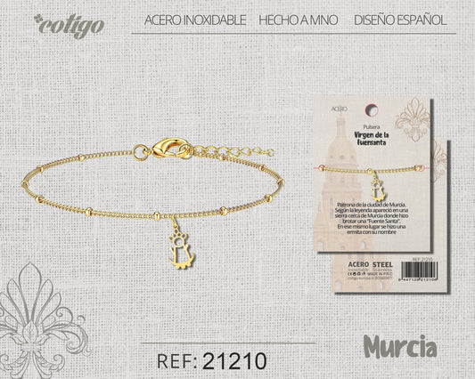 Pulsera Virgen de la Fuensanta Acero dorado