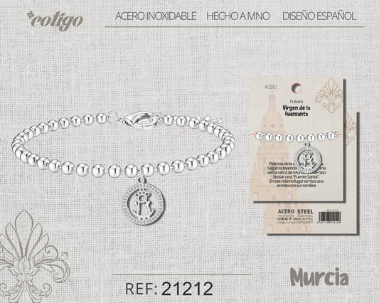 Pulsera Virgen de la Fuensanta Acero plateado