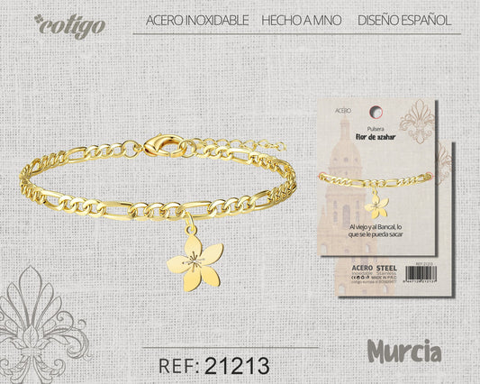 Pulsera Flor de Azahar Acero Dorado