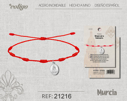Pulsera 7 nudos con Virgen de la Fuensanta Acero Plateado
