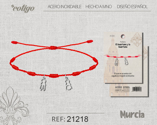 Pulsera 7 nudos con el huertano y la huertana Acero Plateado
