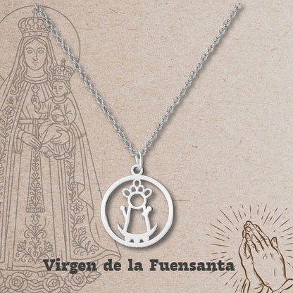 Collar Virgen de España Acero inoxidable, colgante Virgen del Pilar, Virgen de Rocío,Virgen de Covadonga