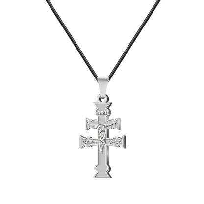 Collar Cruz Caravaca ✝️ | Hecho a mano en acero | Amuleto con tarjeta diseñada | Regalo con intención 💖