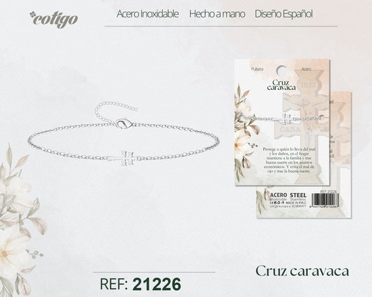 Pulsera Cruz caravaca Acero Plateado
