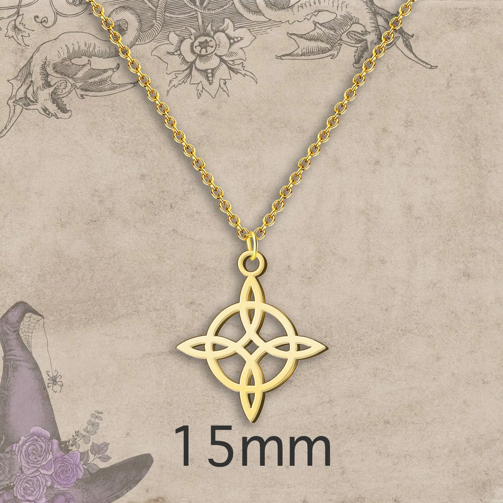 Collar Nudo de Bruja Clásico en Acero Inoxidable Dorado - cotigo