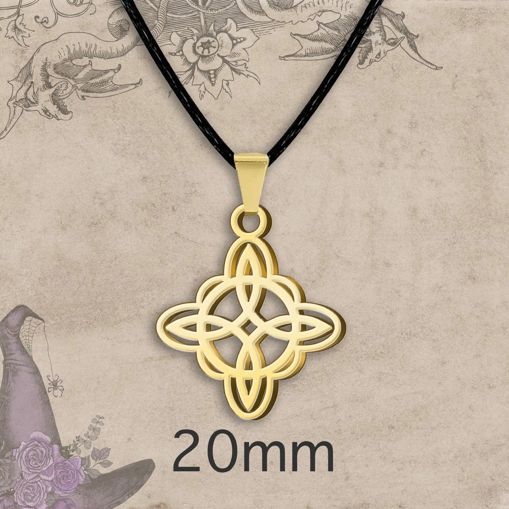 Colgante Nudo de Bruja Acero Inoxidable Dorado - cotigo