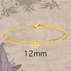 Pulsera Doble Cadena con Nudo de Bruja en Acero Dorado acabado