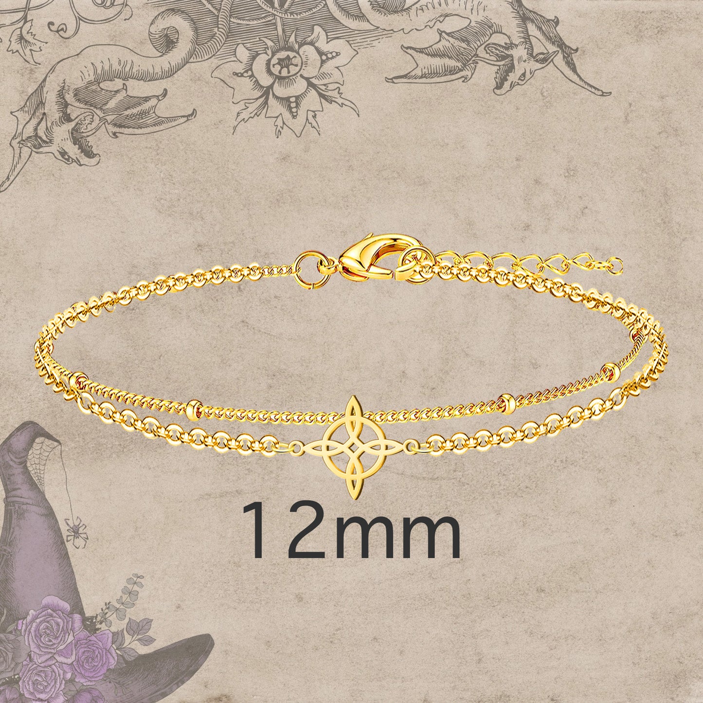 Pulsera Nudo bruja Acero Inoxidable Color Dorado