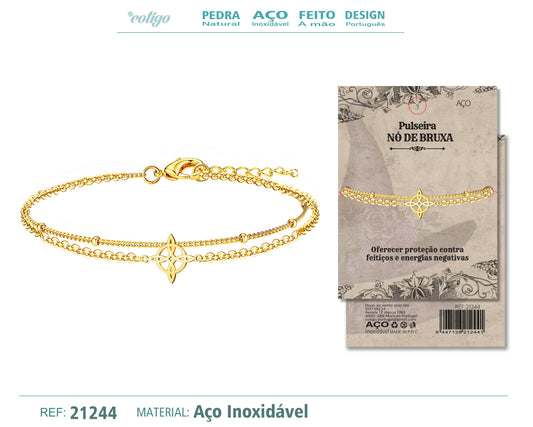Pulsera Nudo bruja Acero Dorado