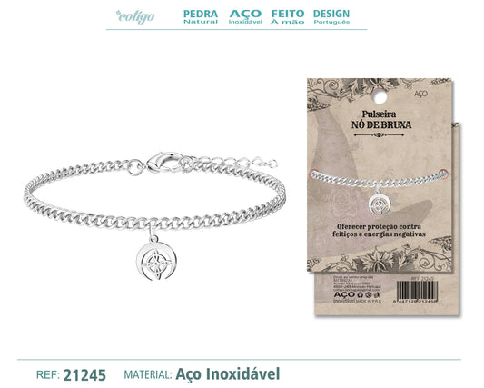 Pulsera Nudo bruja Acero Plateado