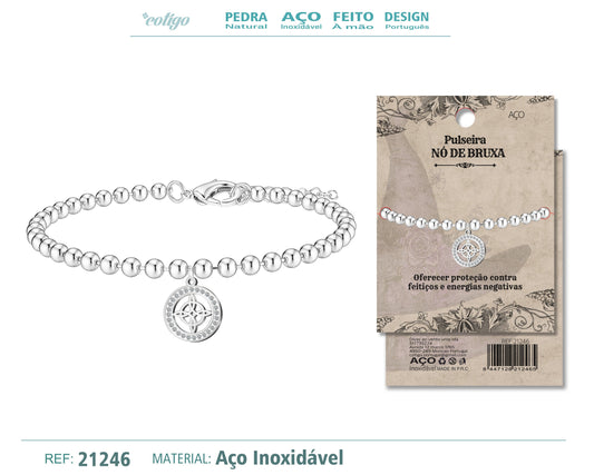 Pulsera Nudo bruja Acero Plateado