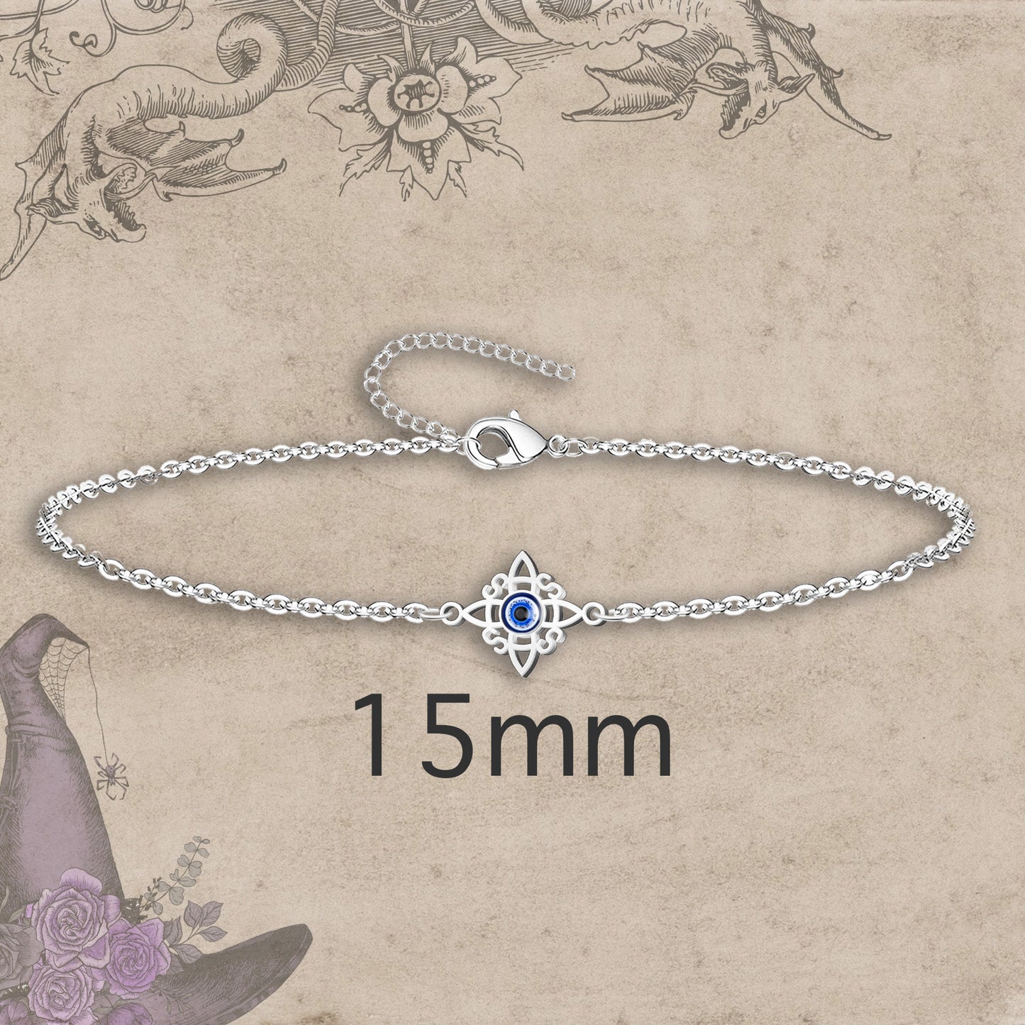 Pulsera Nudo bruja Acero Inoxidable color Plateado