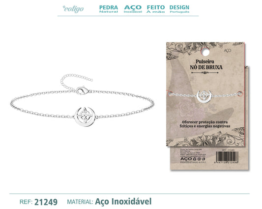Pulsera Nudo bruja Acero Plateado