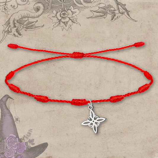 Pulsera 7 nudos con Colgante Nudo bruja Acero Inoxidable color Plateado