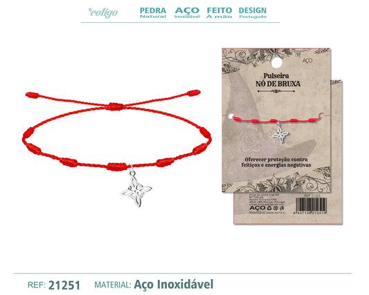 Pulsera 7nudos con Nudo bruja Acero Plateado