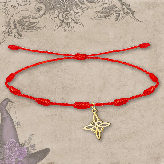Pulsera 7 nudos con Colgante Nudo bruja Acero Inoxidable color Dorado