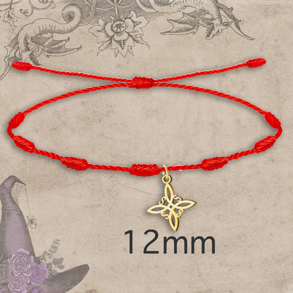 Pulsera 7 nudos con Colgante Nudo bruja Acero Inoxidable color Dorado