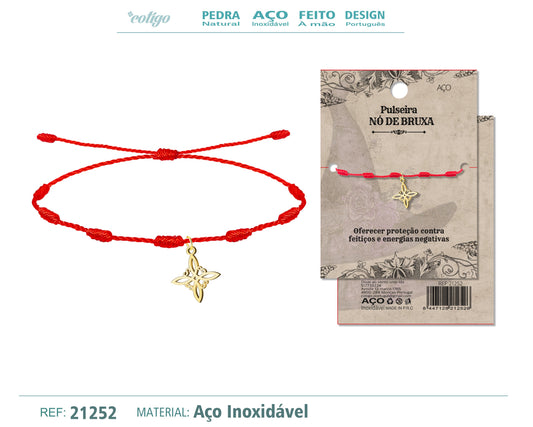 Pulsera 7nudos con Nudo bruja Acero Dorado