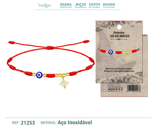 Pulsera 7nudos con Nudo bruja Acero Dorado