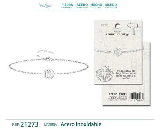 Pulsera Camino Concha de peregrino Acero Dorado