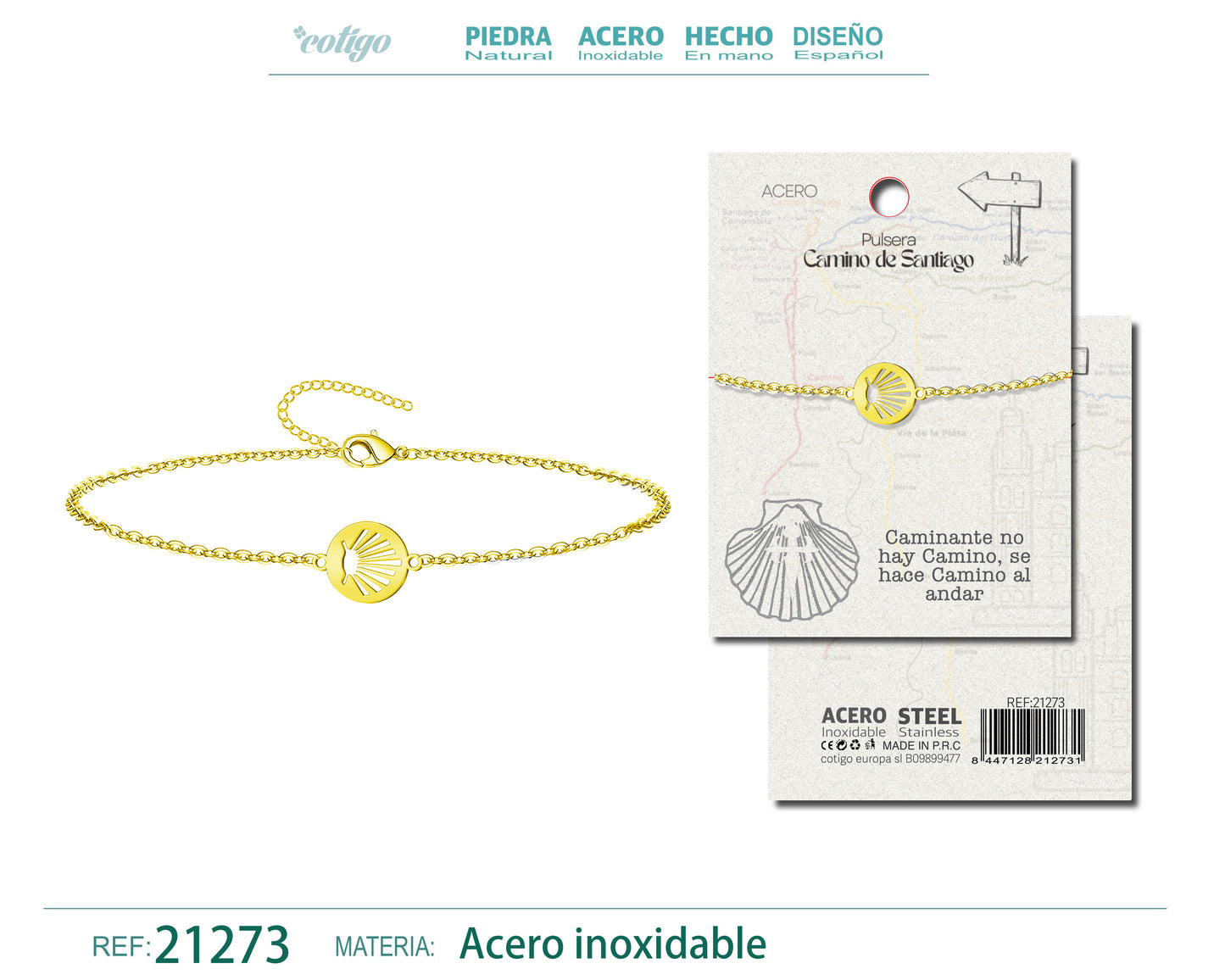 Pulsera La concha de vieir Acero Dorado