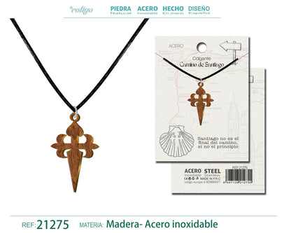 Colgante Cruz de Santiago Madera