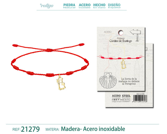 Pulsera 7 Nudos con Santiago apo?stol Acero Dorado