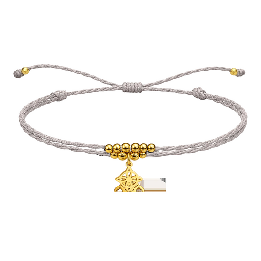 Pulsera Hilo encerado con Colgante Nudo de Bruja en Acero Dorado