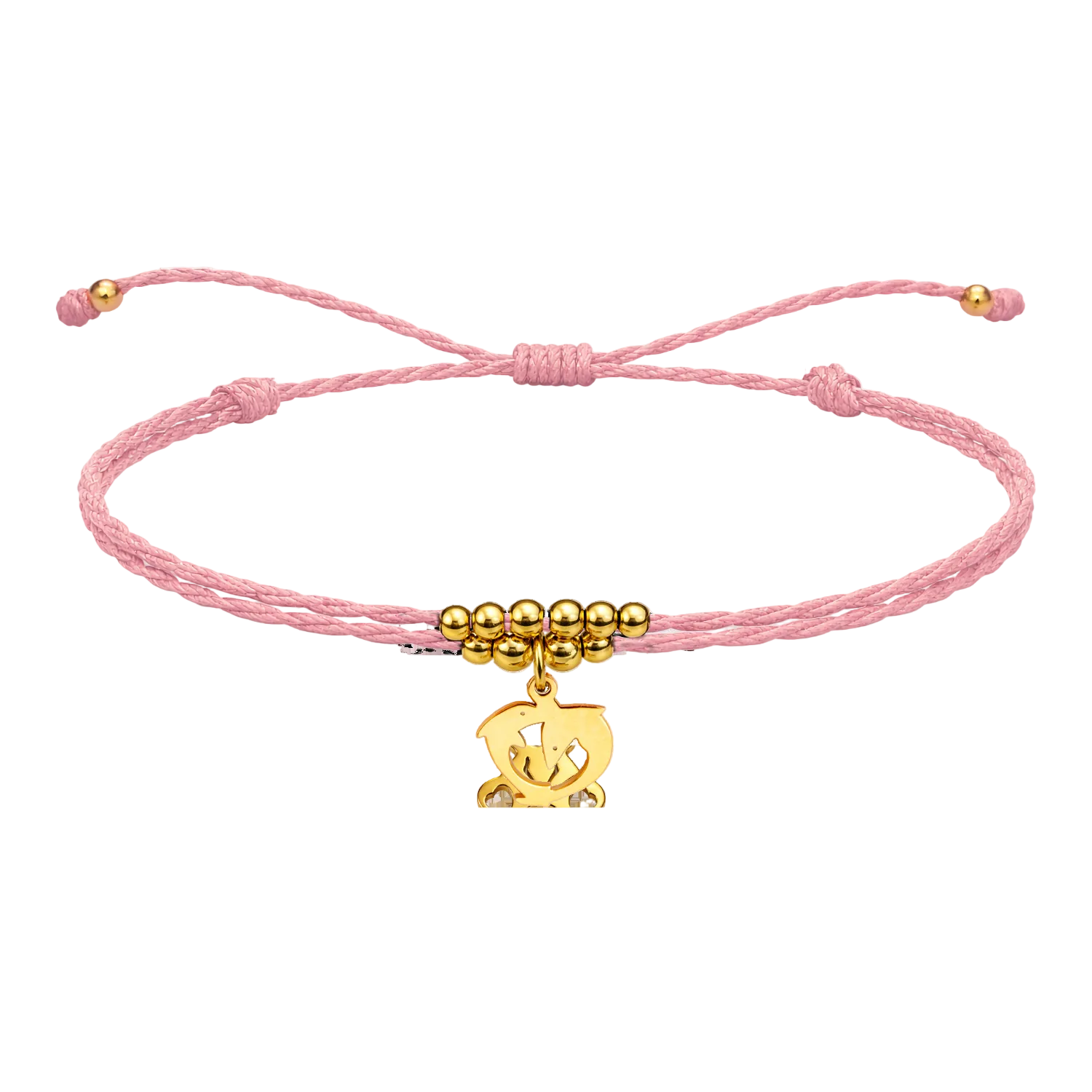Pulsera Hilo encerado con Colgante Delfin en Acero Dorado cotigo
