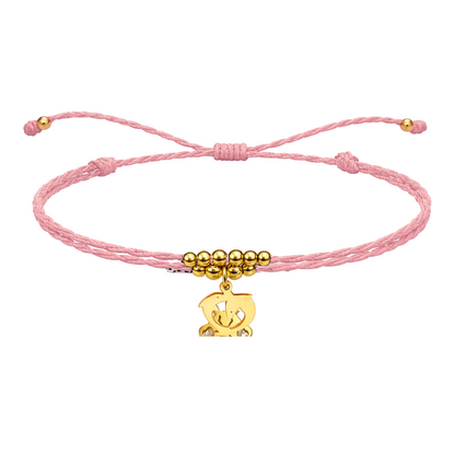 Pulsera Hilo encerado con Colgante Delfin en Acero Dorado