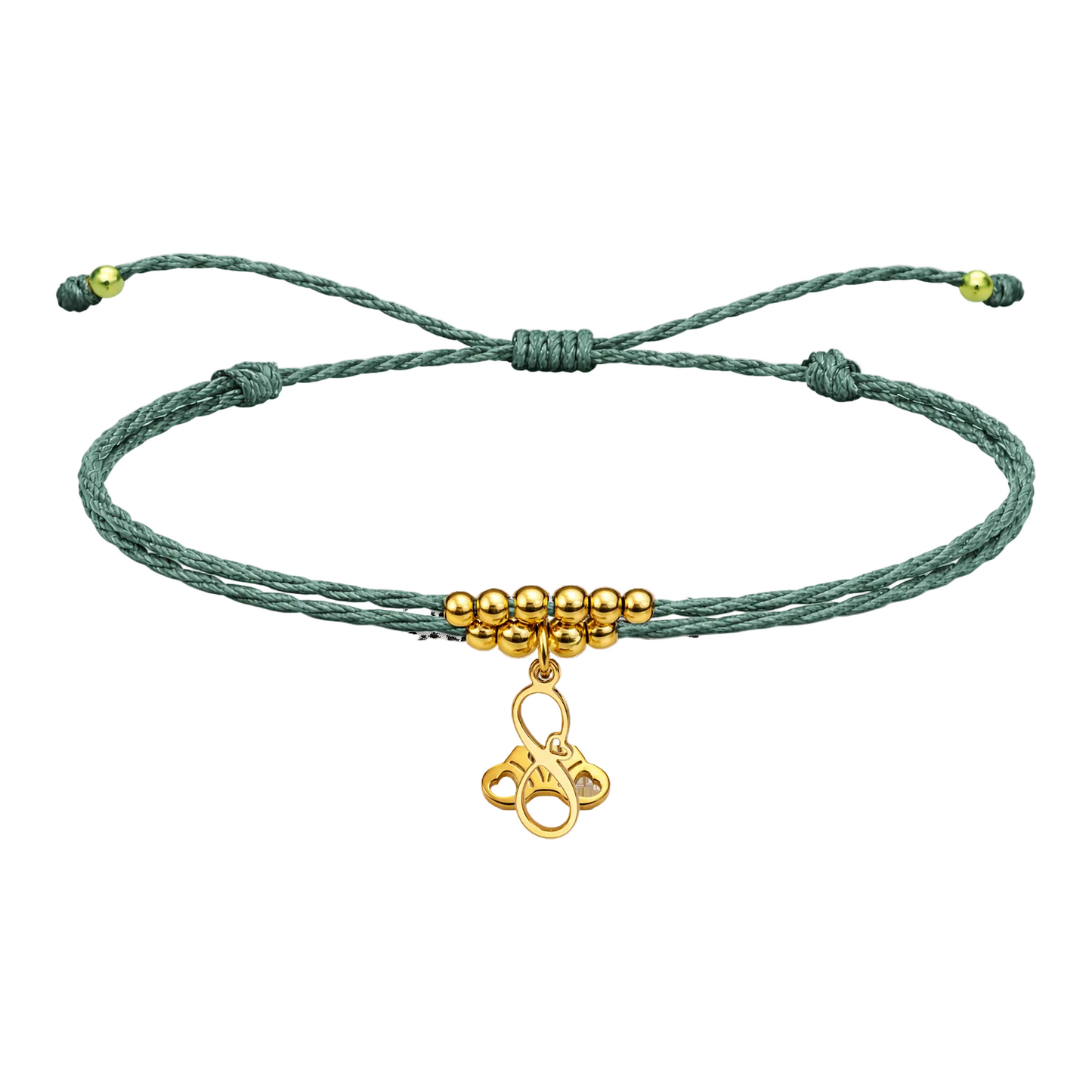 Pulsera Hilo encerado con colgante Infinito Acero Dorado