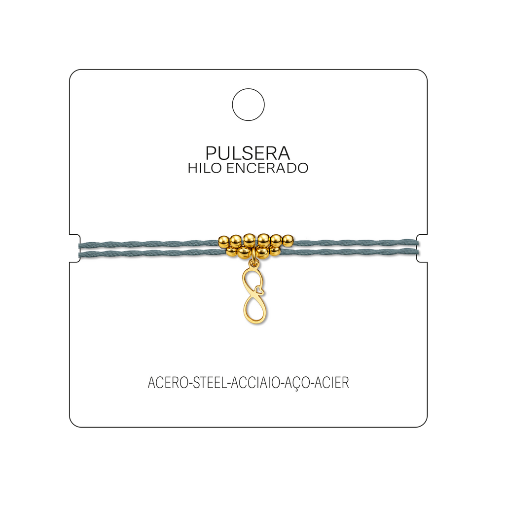 Pulsera Hilo encerado con colgante Infinito Acero Dorado cotigo