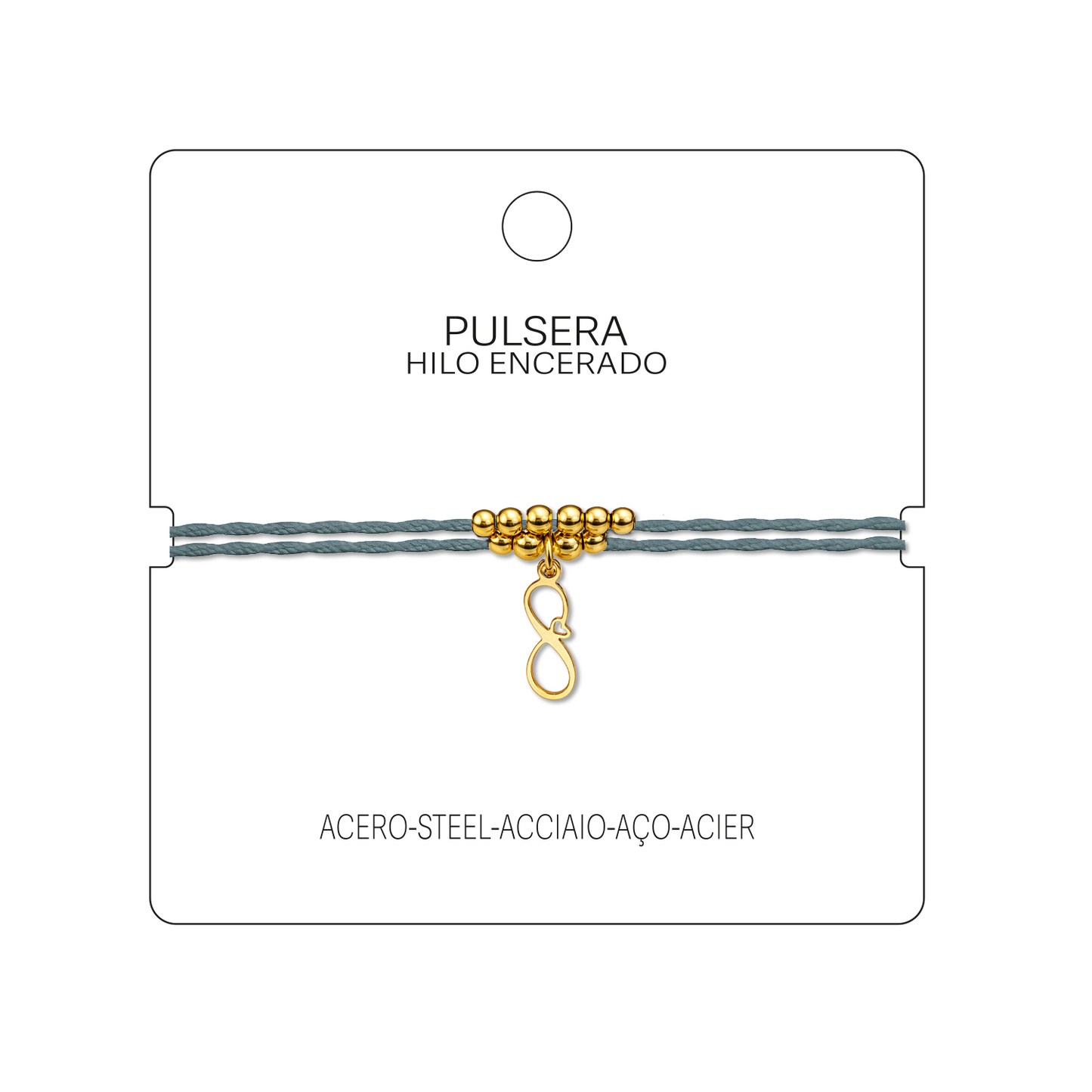 Pulsera Hilo encerado con colgante Infinito Acero Dorado